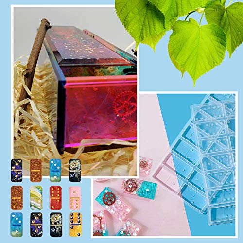 Domino Box Silicone Mold and Domino Molds Set for Resin Casting, Domino Storage Box Resin Mold for DIY Epoxy Crafts Making Tool GDDP
