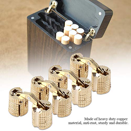 Duokon Ring Box Hinges, 4Pcs/Pack Copper Brass Cabinet Gift Box Concealed Barrel Hinge 8mm 180 Opening Angle Duokon