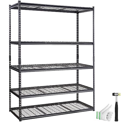 VEVOR Storage Shelving Unit, 5-Tier Adjustable, 2000 lbs Capacity, Heavy Duty Garage Shelves Metal Organizer Wire Rack, Black, 60" L x 24" W x 78" H VEVOR