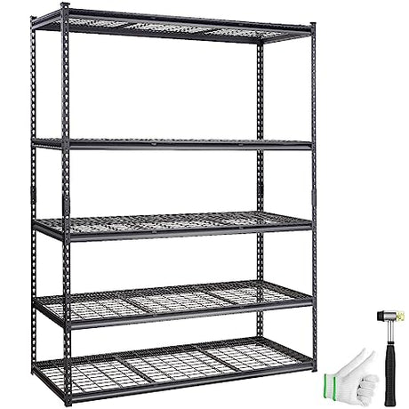VEVOR Storage Shelving Unit, 5-Tier Adjustable, 2000 lbs Capacity, Heavy Duty Garage Shelves Metal Organizer Wire Rack, Black, 60" L x 24" W x 78" H VEVOR