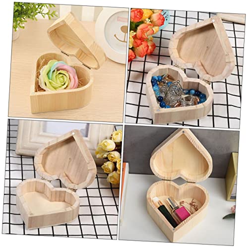 NOLITOY 3pcs Unfinished Treasure Chest Ring Chest Organizer Wooden Jewelry Holder Jewelry Organizer Tray Wooden Holder Wooden Case Heart Case Ring NOLITOY
