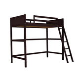Majnesvon Espresso Twin Loft Bed with Ladder & Storage Shelves for Space-Saving Elegance Majnesvon