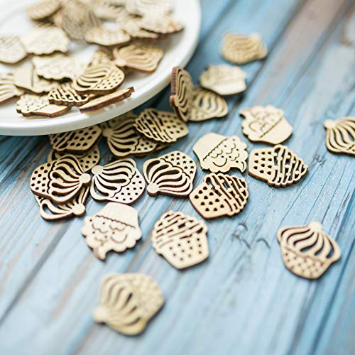 Cake Shape Wood Slices Unfinished Wood Cutout DIY Wooden Craft 100pcs - WoodArtSupply