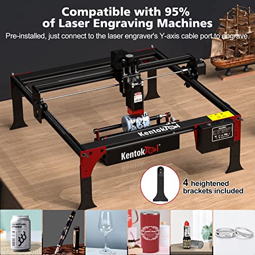 KENTOKTOOL ARot2 Rotary Roller for Laser Engraver, 360°Y-axis Roller with 8 Adjustment Diameters for 6 to 200mm Cylinders, Cups, Pens, Compatible - WoodArtSupply