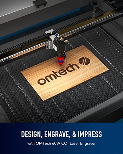 OMTech 60W CO2 Laser Engraver with LightBurn, 20x28 Inch Laser Engraving Cutting Machine with Autofocus Autolift 4 Way Pass Air Assist Water Pump,