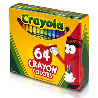 Crayola Crayons, Regular Size, 64 Count with Sharpener - WoodArtSupply