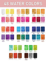 Nicpro 48 Colors Watercolor Paint Set with 8PCS Squirrel Painting Brushes, 25 Sheet Water Color Paper, 2 Water Brush Pens, Palette, Sponge, Art Nicpro