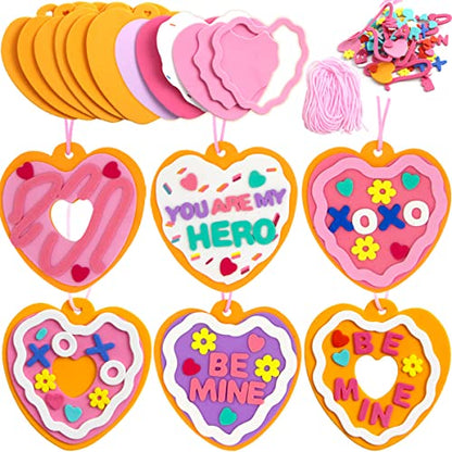 Valentines Day Foam Heart Crafts Kit in Bulk for Kids Classroom Exchange Gifts Party Favor Valentines Day Craft 12Pcs