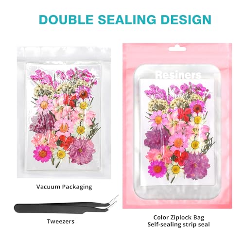 Resiners 100Pcs Dried Pressed Flowers for Resin Molds, Real Pressed Flowers Dry Leaves Kit for Art Crafts Resin Jewelry Making Scrapbook Supplies Resiners