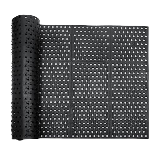 uyoyous Rubber Floor Mat with Drainage Holes 83"x35" Commercial Grade Grease Resistant Anti-Fatigue Rubber Floor Mat with Non-Slip Backing Heavy Duty uyoyous