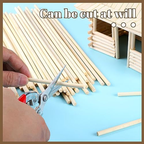 50 Pcs Dowel Rods, 1/4 x 12 Inch Wooden Dowels Craft Sticks Unfinished Natural Bamboo Doweling Rods for Crafts and DIYers WSICSE