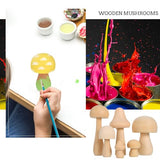 VILLCASE 6pcs Unfinished Wooden Mushroom, Various Sizes Mushroom Natural Mini Wood Mushrooms Figures for Craft Projects and DIY Home Mushroom Decor VILLCASE