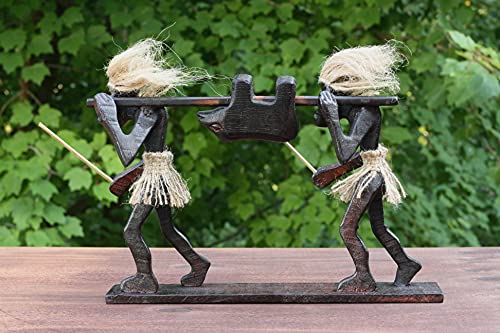 G6 Collection Handmade Wooden Primitive Hunters Tribal Funny Statue Sculpture African Tiki Bar Handcrafted Unique Gift Home Decor Accent Figurine G6 Collection