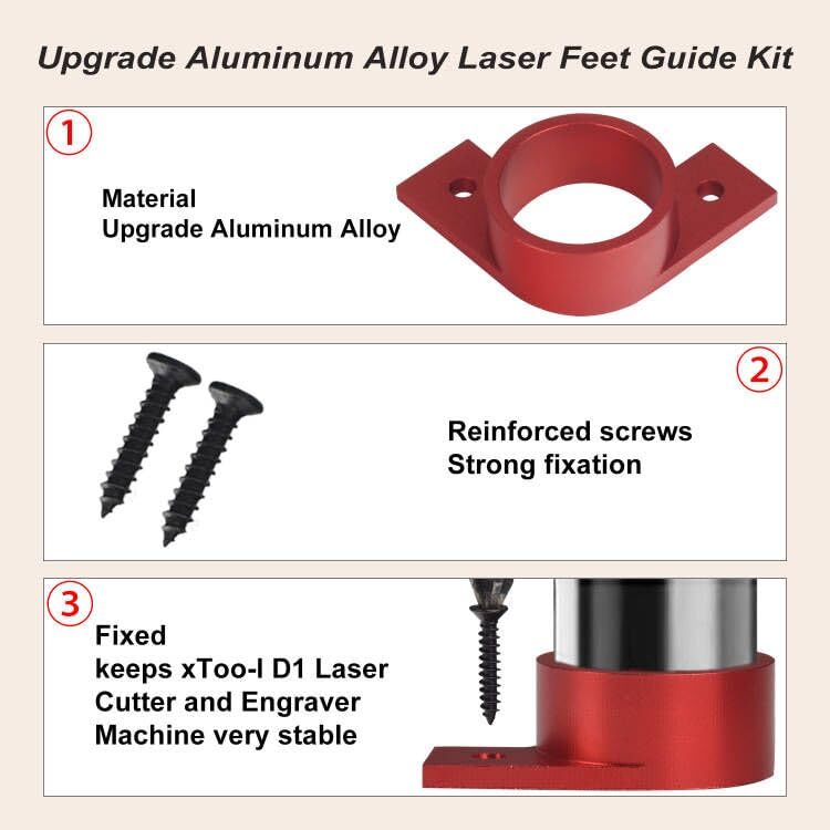 4 Pcs Upgrade Aluminum Alloy Laser Feet Guide, Compatible with xToo-l D1 Laser Cutte & Engraver Machine Keeps Stable Mounting Feet Accessories AMTHKNO