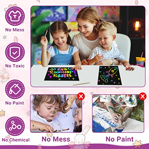 ZMLM Scratch Paper Art Set, 60 Pcs Rainbow Magic Scratch Paper for Kids  Black Scratch it Off Art Crafts Kits Notes Sheet with 5 Wooden Stylus for  Girl Boy Halloween Party Game
