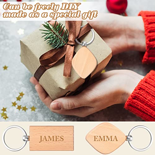 80 Pieces Wood Keychain Blanks Wooden Blank Keychains Unfinished Blanks Wood Keychains Key Tag Blank Wooden Key Chain Keyring Keychain Bulk Keychain Batiyeer