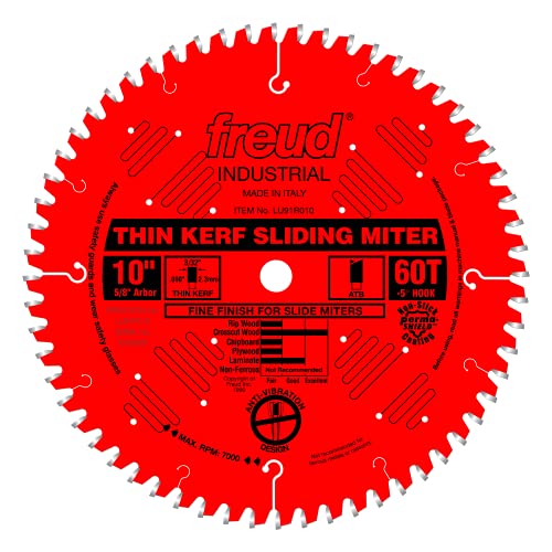 Freud LU91R010: 10" Thin Kerf Sliding Compound Miter Saw Blade - WoodArtSupply