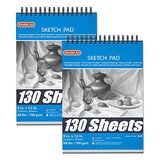 Shuttle Art 9”x12” Sketch Pad, 260 Sheets (68lb/100gsm) Drawing Pad, Pack of 2, 130 Sheets Each, Spiral Bound Sketch Book, Durable Acid-Free Drawing Shuttle Art