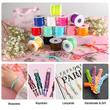 KAMJUNTAR Lanyard String,15 Rolls Gimp String Plastic Lacing Cord Plastic String Lanyard Kit for Friendship Bracelets Jewelry Making DIY Craft KAMJUNTAR