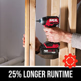 SKIL PWR CORE 20 Brushless 20V Compact Drill Driver and Impact Driver Kit Includes 2.0Ah Battery and PWR JUMP Charger - CB8437B-10 Skil