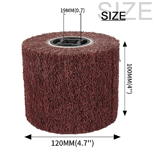 120x100x19mm Non-Woven Abrasive Wire Drawing Polishing Burnishing Wheel Flap Brush for Surface Treatment Stainless Steel, Aluminum, Copper, and More - WoodArtSupply