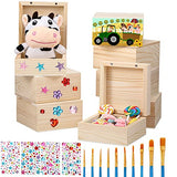 22 Pcs Unfinished Wood Box for Crafts with Magnetic Hinged Lid 3.5 x 3.5 x 2 Inch Wooden Square Paintable Box with 10 Pcs Paint Brushes 4 Sheets Roowest