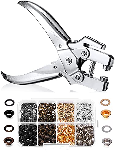 3/16 Inch Grommet Tool Kit Grommet Eyelet Plier Set Eyelet Hole Punch Pliers Grommet Hand Press Pliers with 200 Pieces of Grommets Eyelets for Shoes Honoson