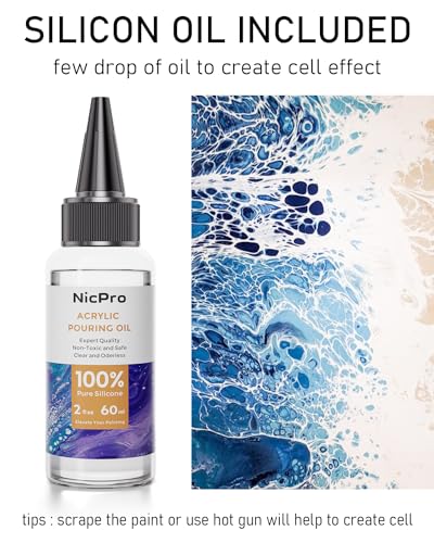 Nicpro 14 Colors Large Bulk Acrylic Pour Paint Set (33.8 oz,1000 ml) Premixed High Flow Art Pouring Paint Supplies Kit with Silicone Pour Oil, Gloves Nicpro