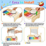 Kids Drum Set,Baby Musical Instrument for Toddler,Wooden Xylophone for Toddlers with Baby Drum Set and Wind Chime,Montessori Musical Instruments Toys BCY hohipi