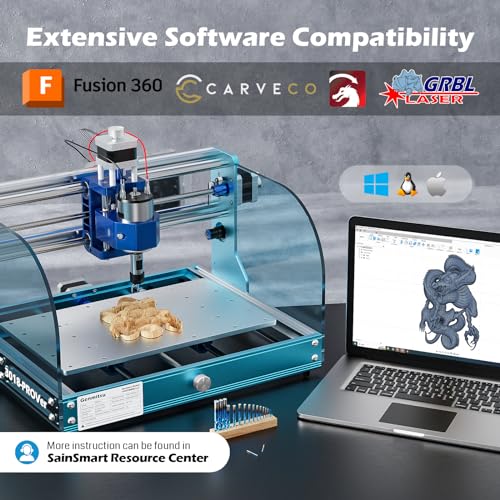 Genmitsu 3018-PROVer V2 CNC Milling Machine, Desktop CNC for Beginner with Limit Switches & Emergency-Stop, Upgraded Z Axis Aluminum Spoilboard, Genmitsu
