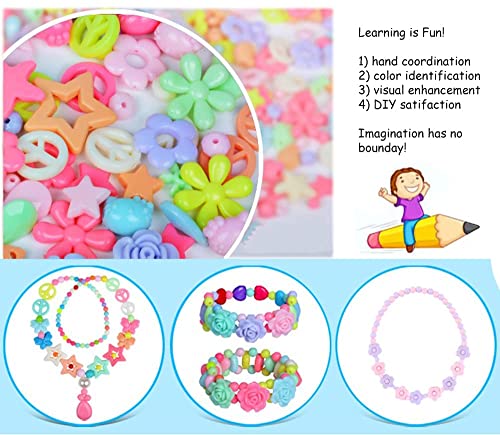 Jewelry Making kit Beads for Bracelets Making kit for Girls. 500+ Pieces Variety Shapes and Colors Perfect Toys for Girls Kids Age 4-6-8-10-12