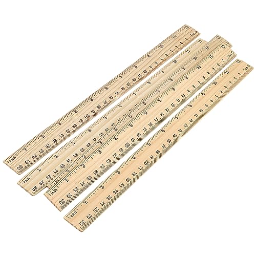 MUKCHAP 144 Pack Wooden Ruler, 12 inch Straight Ruler, 30cm Metric Wood Ruler with Centimeters and Inches for Measuring, Office, 2 Scale