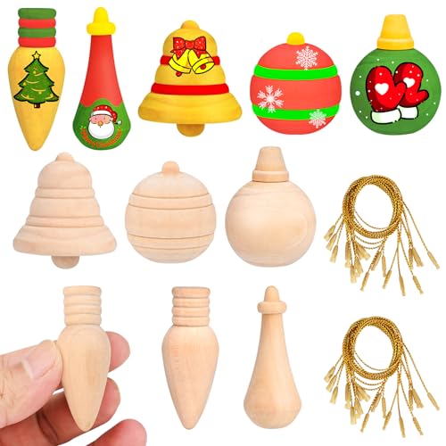 Bluedale 20 Pcs Wooden Christmas Trees Ornaments for Crafts, Natural Unfinished Wood Ornaments, Xmas DIY Arts Painting Holiday Hanging Decorations in Bluedale