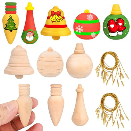 Bluedale 20 Pcs Wooden Christmas Trees Ornaments for Crafts, Natural Unfinished Wood Ornaments, Xmas DIY Arts Painting Holiday Hanging Decorations in Bluedale