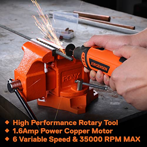 JORGENSEN Rotary Tool Kit, 6 Variable Speed Rotary Tool With 51pcs Rotary Tool Accessories, 1.6 Amp Powerful Rotary Tool Jorgensen