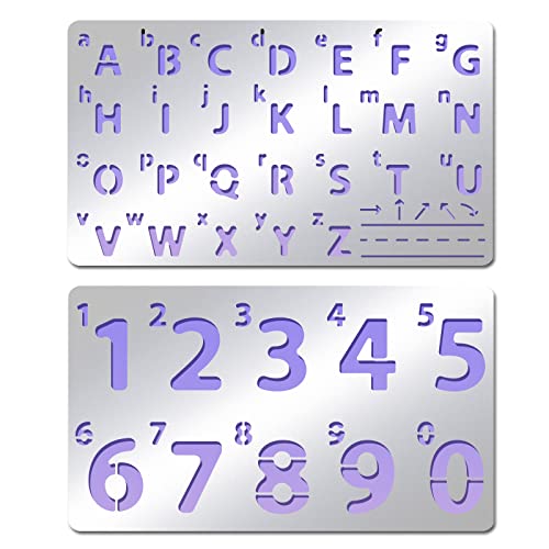 INFUNLY Metal Number Alphabet Stencils Mixed Letter Number Stencils Stainless Steel Number Alphabet Template for Painting Wood Carving Drawings - WoodArtSupply