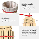4.75 Gallon Fruit Wine Press - 100% Nature Apple&Grape&Berries Crusher Manual Juice Maker for Kitchen, Solid Wood Basket with 8 Blocks Heavy Duty EJWOX