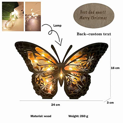 Joyforisa Personalized Wooden Animals Ornament, Custom Text Animal Statues Desktop Ornament with Light, 3D Natural Animal Decoration Wall Art for - WoodArtSupply