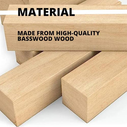10PCS Basswood Carving Blocks Whittling Blocks Basswood for Craft 4 x 1 x 1 Inches Natural Carving Blocks Wood for Whittling Kit Unfinished Wood