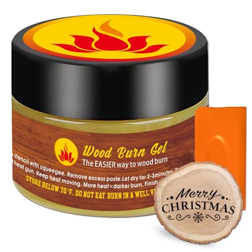 1DFAUL Wooden Burning Paste, 4 OZ Wood Burn Gel with Silicone Squeegee for Crafting, Drawing and DIY Arts, Create Beautiful Art in Minutes,