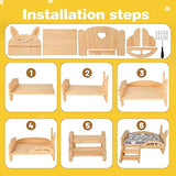 Rypet Wooden Guinea Pig Bed with Stairs and Mat Cozy Small Animals Cushion Bed Detachable Small Pet Hut Habitats for Guinea Pig Dwarf Rabbit Rypet