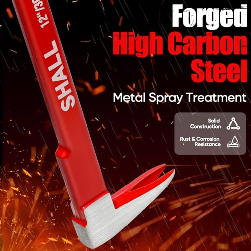 SHALL 3-Piece Nail Puller Tool Set, 12’’, 10’’, 8’’ - Heavy Duty & Mini Cats Paw Pry Bar, Utility Claw Bar, Wonder Bar, High Carbon Steel Crowbar SHALL