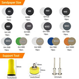 160Pcs 1inch Sanding Discs Hook and Loop 60 to 10000 Wet Dry Sandpaper with 1/8" Shank Backing Pad,Hand Sanding Block,Sponges Polishing Pads and CTPICXM