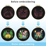 ERKOON 5 Sets Embroidery Kit for Beginners, Art Craft Handy Sewing Set Mushroom Cross Stitch Starter Kits, DIY Embroidery Kits with Patterns and ERKOON