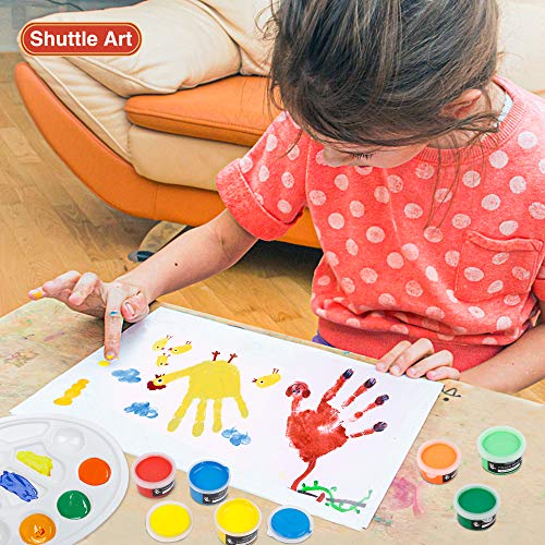 Shuttle Art Washable Finger Paint, 44 Pack Kids Paint Set with 36 Colors Toddler Paints(30ml, 1oz) for Toddlers, Paint Brushes, Finger Paint Paper Shuttle Art