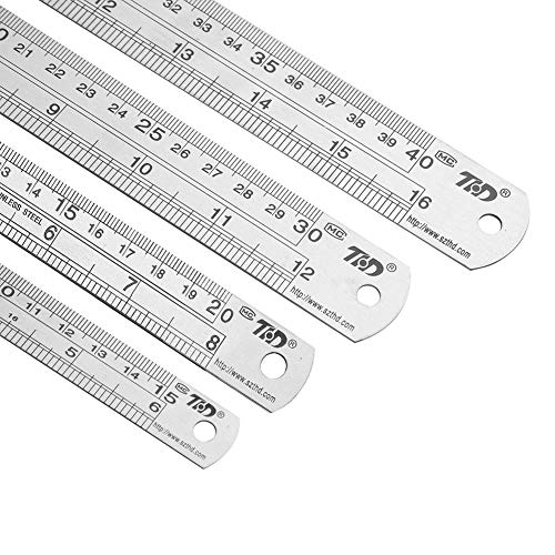 Ruler Metal Straight Edge Ruler Stainless Steel Ruler 6 Inch 8 Inch 12 Inch 16 Inch Ruler Set Rulers Bulk Set of 4 - WoodArtSupply