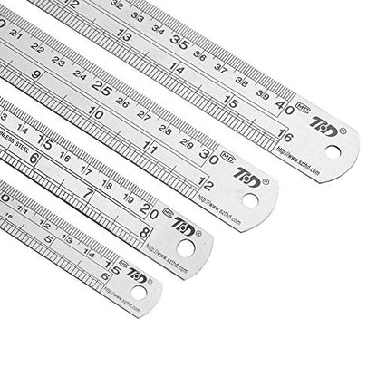 Ruler Metal Straight Edge Ruler Stainless Steel Ruler 6 Inch 8 Inch 12 Inch 16 Inch Ruler Set Rulers Bulk Set of 4 - WoodArtSupply