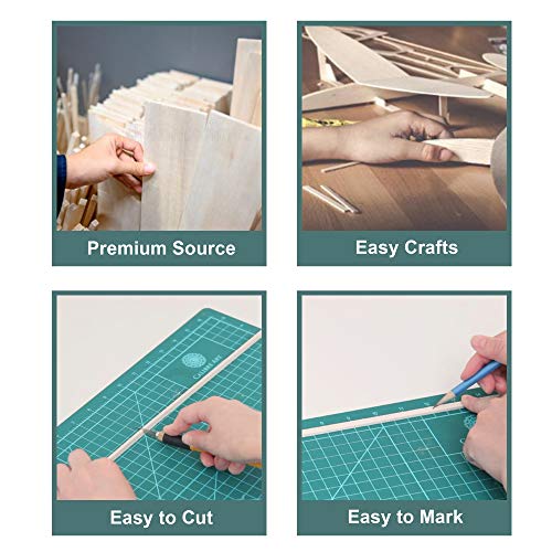 CRAFTIFF Balsa Wood Sheets Unfinished Thin Wood Pieces for Crafts 1/16 Thick 12"x4" - Pack of 6 (12"x4", Pack of 6) Craftiff