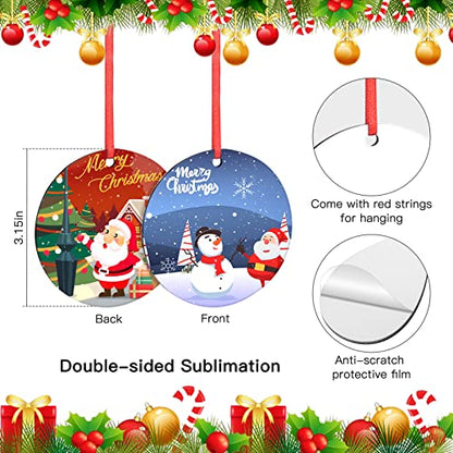 Valyria Sublimation Ornaments Blanks Bulk MDF Sublimation Christmas Ornament Blanks White Blank Christmas Tree Hanging Ornaments for Crafting DIY