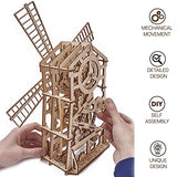 Wood Trick Windmill Rotating Mechanical Model - 3D Wooden Puzzles for Adults and Kids to Build - Engineering DIY Wooden Models for Adults to Build Wood Trick